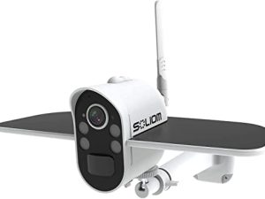 SOLIOM Wireless Rechargeable Battery Powered Solar Outdoor Security Camera Home Surveillance WiFi Camera with Spotlight Color Night Vision