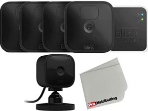 Outdoor Blink Wireless Security Camera with Mini Indoor Camera Bundle and Microfiber Cloth (Black - 4 Cam)