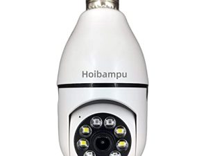 Hoibampu 1 Pack 2.4G Wireless Light Socket Bulb Security Outdoor Screw in Camera 1080P HD Indoor Outdoor Smart Home Lightbulb Cam with 2-Way Audio Color Night Vision Human Motion Detection Alarm