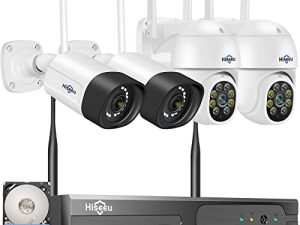 Hiseeu 2K WiFi Security Camera System Outdoor 3MP Dome PTZ Cameras and Bullet Cameras Surveillance Mobile&PC Remote