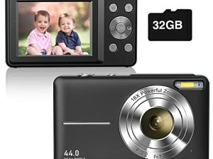 Digital Camera 1080P 44MP Digital Point and Shoot Camera Kids Camera with 32GB Memory Card