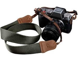Army Green Camera Strap - Double Layer top-grain Cowhide Ends
