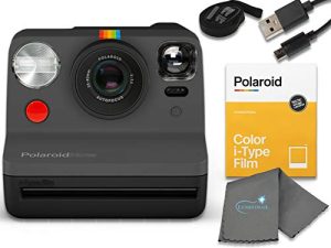 Polaroid Now I-Type Instant Film Camera - Black Bundle with a Color i-Type Film Pack (8 Instant Photos) and a Lumintrail Cleaning Cloth