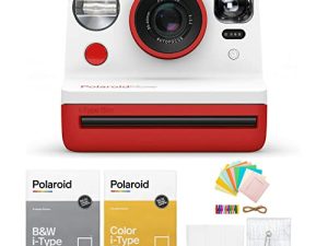 Polaroid Originals Now Viewfinder i-Type Instant Camera (Red) Bundle w/Color & B&W Instant Film & Polaroid Accessory Kit (4 Items)