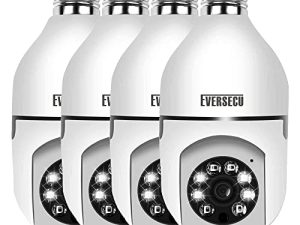EVERSECU 1080P 2.0MP Wireless Light Bulb PTZ Security Camera with E27 Connector