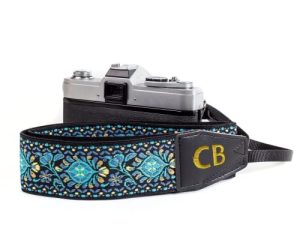 Art Tribute Custom Blue Camera Strap - Choose Your Text and We Make It Especially For You . Get Your Own Personalized Stocking Stuffer & Christmas Gift Camera Strap