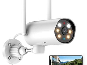 Hawkray WiFi Outdoor Security Camera Power Wired 3MP 2K Resolution，Pan Rotating 180° ，AI Function (Human Recognition & Tracking) 5X Digital Zoom. Two Way Audio White/IR Dual Light Support