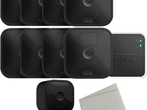 Outdoor Blink Wireless Security Camera with Mini Indoor Camera Bundle and Microfiber Cloth (Black - 8 Cam)