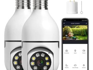 2 Pack 3MP Light Bulb Security Camera Wireless Outdoor