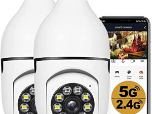 KOWVOWZ 2PCS 2.4GHz & 5GHz Wireless WiFi Light Bulb1080P Security Camera Wireless Outdoor