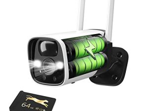 ELECCTV 15000 mAh Long Lasting Battery Security Camera with SD Cards (64 GB)