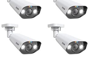 ZOSI 4PK 8MP PoE IP Camera with Ethernet Cables 4K Outdoor Security Camera with 2-Way Talk