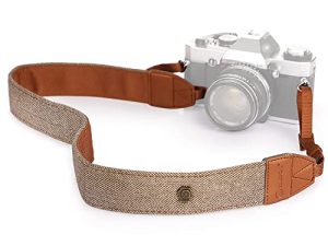 TARION Camera Shoulder Neck Strap Vintage Belt for All DSLR Camera Nikon Canon Sony Pentax Classic White and Brown Weave