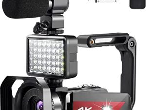 OIEXI 4K Camera for YouTube Videos HD Camcorder with LED Light Digital Vlog Camera with 16X Digital Zoom and Night Vision