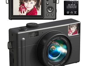 Digital Camera Vlogging 24MP Full HD 1080P with 3 Inch IPS Screen 4X Zoom Vlog for YouTube 1500mAh Battery