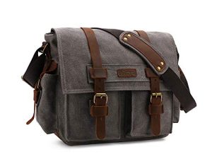 Kattee Leather Canvas Camera Bag Vintage DSLR SLR Messenger Shoulder Bag