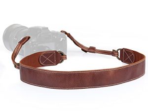 MegaGear MG1515 Sierra Series Genuine Leather Camera Shoulder or Neck Strap - Brown Compact