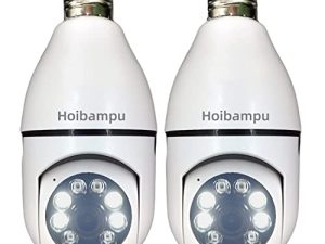 Hoibampu 2 Pack 2.4G Wireless Light Socket Bulb Security Outdoor Screw in Camera 1080P HD Indoor Outdoor Smart Home Lightbulb Cam with 2-Way Audio Color Night Vision Human Motion Detection Alarm