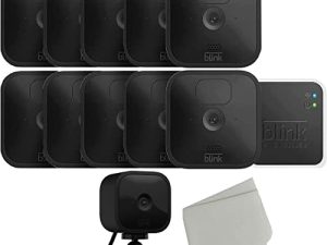 Outdoor Blink Wireless Security Camera with Mini Indoor Camera Bundle and Microfiber Cloth (Black - 10 Cam)