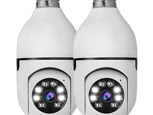Hoibampu 2 Pack Wireless Light Socket Security Camera 1080P HD Indoor & Outdoor Smart Home Cam with 2-Way Audio Color Night Vision Human Motion Detection Alarm