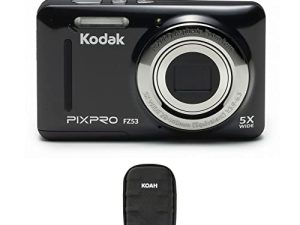 Kodak PIXPRO Friendly Zoom FZ53 Digital Camera (Black) Bundle with Case for Compact Point and Shoot Cameras (2 Items)