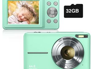 Digital Camera 1080P 44MP Kids Camera Digital Point and Shoot Camera with 32GB Memory Card