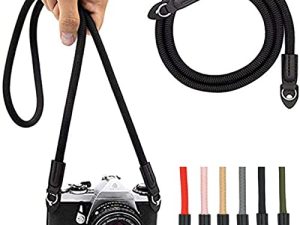 Eorefo Camera Strap Vintage 100cm Nylon Climbing Rope Camera Neck Shoulder Strap for Micro Single and DSLR Camera.(Black)