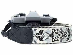 White Woven Vintage Camera Strap Christmas Gift for DSLR Camera - Embroidered Elegant Universal Neck&Shoulder Strap Adjustable