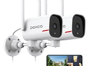 DEKCO Outdoor Security Camera 1080p Pan Rotating 180° Wired WiFi Cameras for Home Security with Two-Way Audio