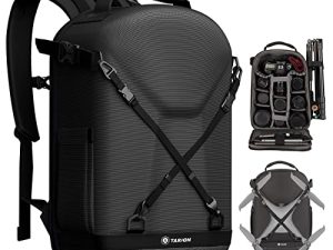 TARION Camera Backpack Hardshell DSLR Camera Bag 3-side Hard Case Photography Backpack with Waterproof Raincover Laptop/Tripod Compartment for Men Women Photographers Black
