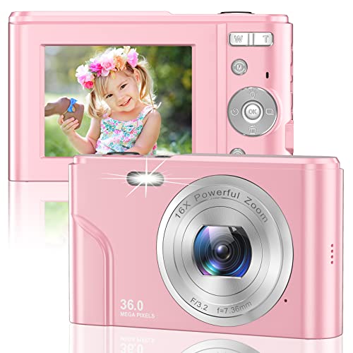 Digital Camera for Kids Girls and Boys - 1080P FHD Digital Camera 36MP LCD Screen Rechargeable Students Compact Camera Kid Camera with 16X Digital Zoom Vlogging Camera for Teens Digital Camera for Kids Girls and Boys - 1080P FHD Digital Camera 36MP LCD Screen Rechargeable Students Compact Camera Kid Camera with 16X Digital Zoom Vlogging Camera for Teens