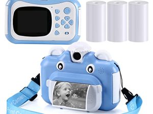 Barchrons Instant Print Digital Kids Camera 1080P Rechargeable Kids Camera Video Camera with 32G SD Card for 6-12 Years Old Birthday Gift