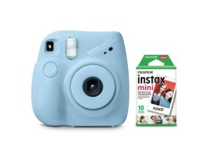 FujiFilm Instax Mini 7+ Light Blue Bundle + (10 Film Pack)
