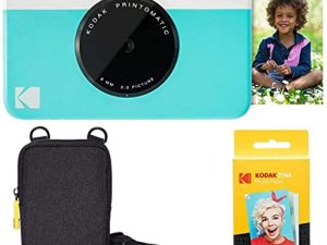Kodak Printomatic Instant Camera (Blue) Basic Bundle + Zink Paper (20 Sheets) + Deluxe Case