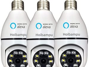 Hoibampu 3 PCS Native 2MP 1080P WiFi Socket Light Bulb Security Camera 2.4GHz 355 Degree Wireless Smart Surveillance Blubs Camera Smart Premium Two-Way Talk No Waterproof