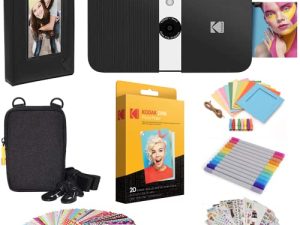 Kodak Smile Instant Print Digital Camera (Black/White) Photo Frames Bundle with Soft Case