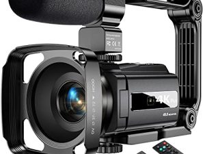 4K Video Camera Camcorder 48MP 60FPS Ultra HD Video Camera with Wifi Vlogging Camera for YouTube 16X Digital Video Camera with Microphone 6-Axis Anti-Shake IR Night Vision Recorder (4K Plus Version)