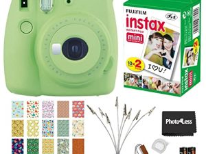 Fujifilm Instax Mini 9 Instant Camera - Lime Green + Fujifilm Instax Mini Twin Pack Instant Film and Accessories