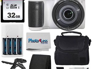 Kodak PIXPRO AZ255 Digital Camera (White) + Point & Shoot Camera Case + Transcend 32GB SD Memory Card + Rechargeable Batteries & Charger + USB Card Reader + Table Tripod + Accessories