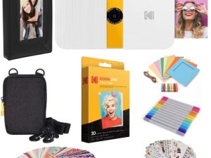 Kodak Smile Instant Print Digital Camera (White/Yellow) Photo Frames Bundle with Soft Case