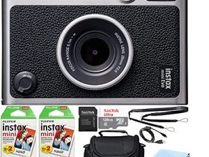 Fujifilm Instax Mini EVO Hybrid Instant Film Camera Bundle with 40 Instant Film Sheets + 128GB microSD Memory Card + Small Padded Case + SD Card Reader + Extreme Electronics Cloth