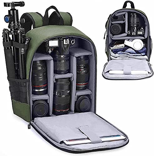 Cwatcun Camera Backpack Bag Professional for SLR DSLR Mirrorless Camera Waterproof Camera Case Compatible with Sony Canon Nikon Camera and Lens Tripod Accessories (Ⅱ Small Green) Cwatcun Camera Backpack Bag Professional for SLR DSLR Mirrorless Camera Waterproof Camera Case Compatible with Sony Canon Nikon Camera and Lens Tripod Accessories (Ⅱ Small Green)