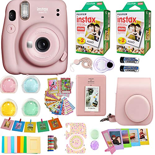 Fujifilm Instax Mini 11 Camera + Fuji Instant Instax Film (40 Sheets) & Includes Case + Assorted Frames + Photo Album + 4 Color Filters and More Bundle (Blush Pink) Fujifilm Instax Mini 11 Camera + Fuji Instant Instax Film (40 Sheets) & Includes Case + Assorted Frames + Photo Album + 4 Color Filters and More Bundle (Blush Pink)