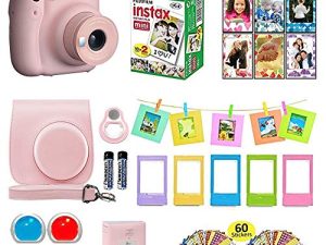 Fujifilm Instax Mini 11 Instant Camera Blush Pink + Shutter Compatible Carrying Case + Fuji Film Value Pack (20 Sheets) + Shutter Accessories Bundle