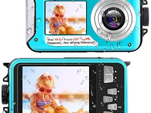 Kaisoon Tech Waterproof Camera Underwater Camera 10FT Dual Screens Selfie Waterproof Digital Camera 48MP Compact Underwater Camera for Snorkeling 2.7K Full HD Video Recorder Beginners 806