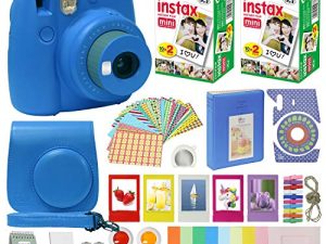 Fujifilm Instax Mini 9 - Instant Camera Cobalt Blue with Carrying Case + Fuji Instax Film Value Pack (40 Sheets) Accessories Bundle
