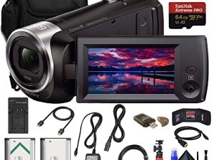 Sony HDR-CX405 HD Handycam (HDRCX405/B) + 64GB Memory Card + Bag + NP-BX1 Battery + Card Reader + HDMI Cable + Charger + Flex Tripod + Memory Wallet + Cleaning Kit