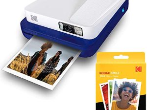 Kodak Smile Classic Digital Instant Camera with Bluetooth (Blue) w/ 10 Pack of 3.5x4.25 inch Premium Zink Print Photo Paper.
