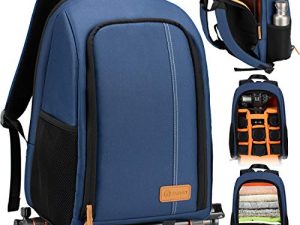 TARION Camera Backpack Waterproof Camera Bag Large Capacity Camera Case with 15 Inch Laptop Compartment Rain Cover for Women Men Photographer Lens Tripod Blue