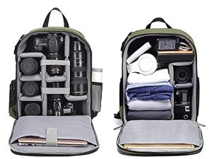 Cwatcun Camera Backpack DSLR SLR Camera Bag with 15.6 Inch Laptop Compartment For Canon Nikon Sony